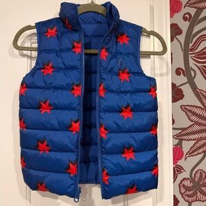 Joules Boys Blue Star-Print Reversible Puffer Vest